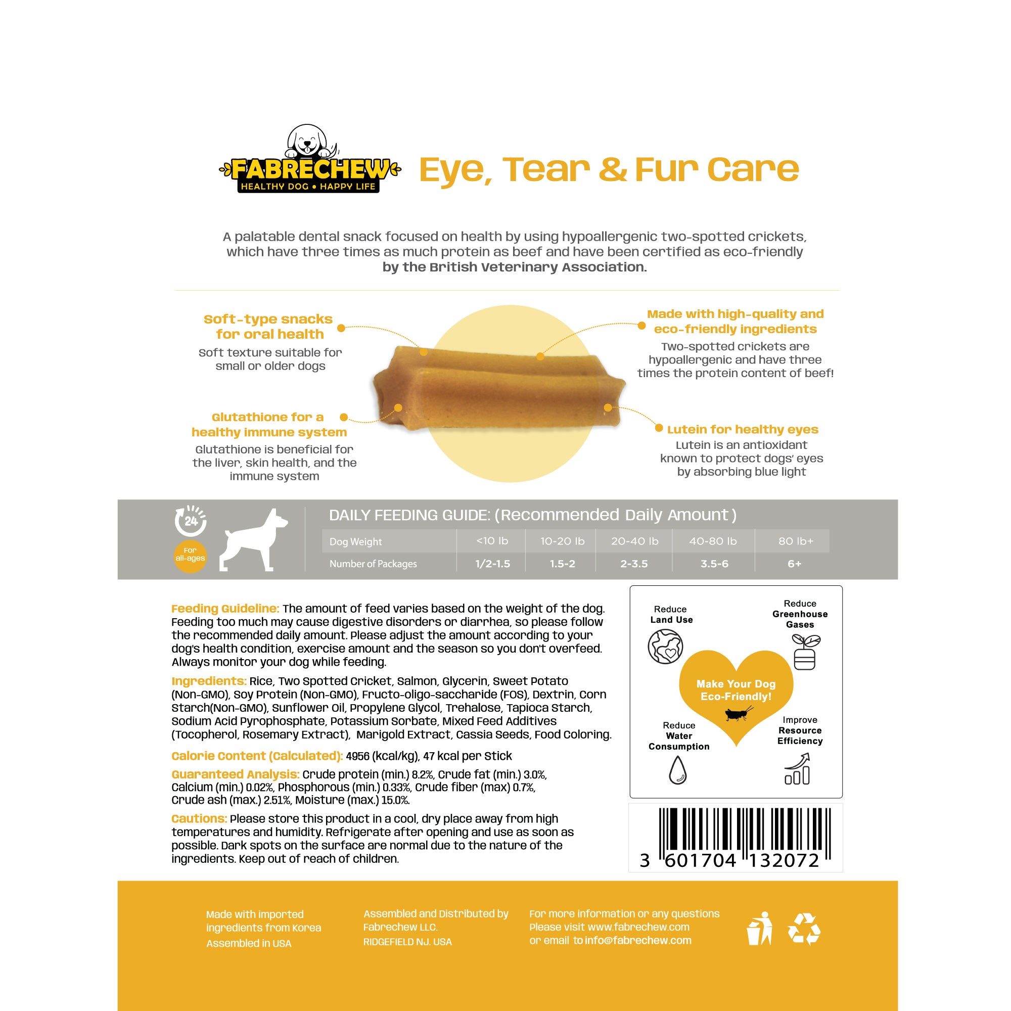 Fabrechew Hypoallergenic Dental Snack - Yellow (Eye Care)