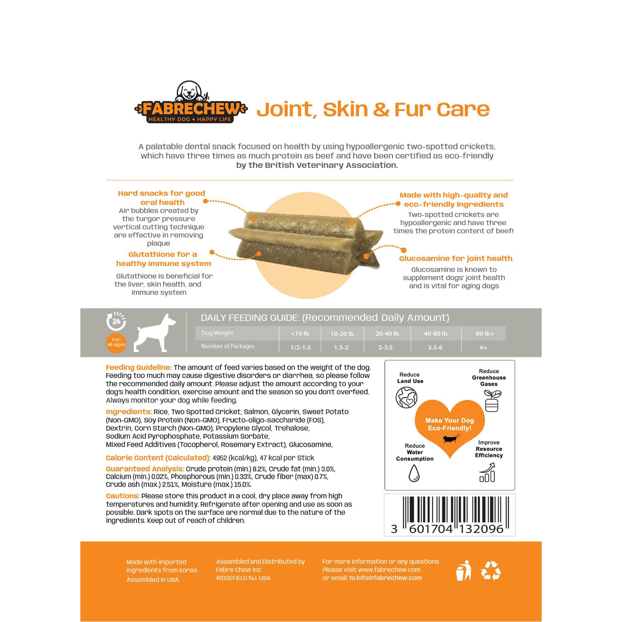 Fabrechew Hypoallergenic Dental Snack- Orange (Joint Care)